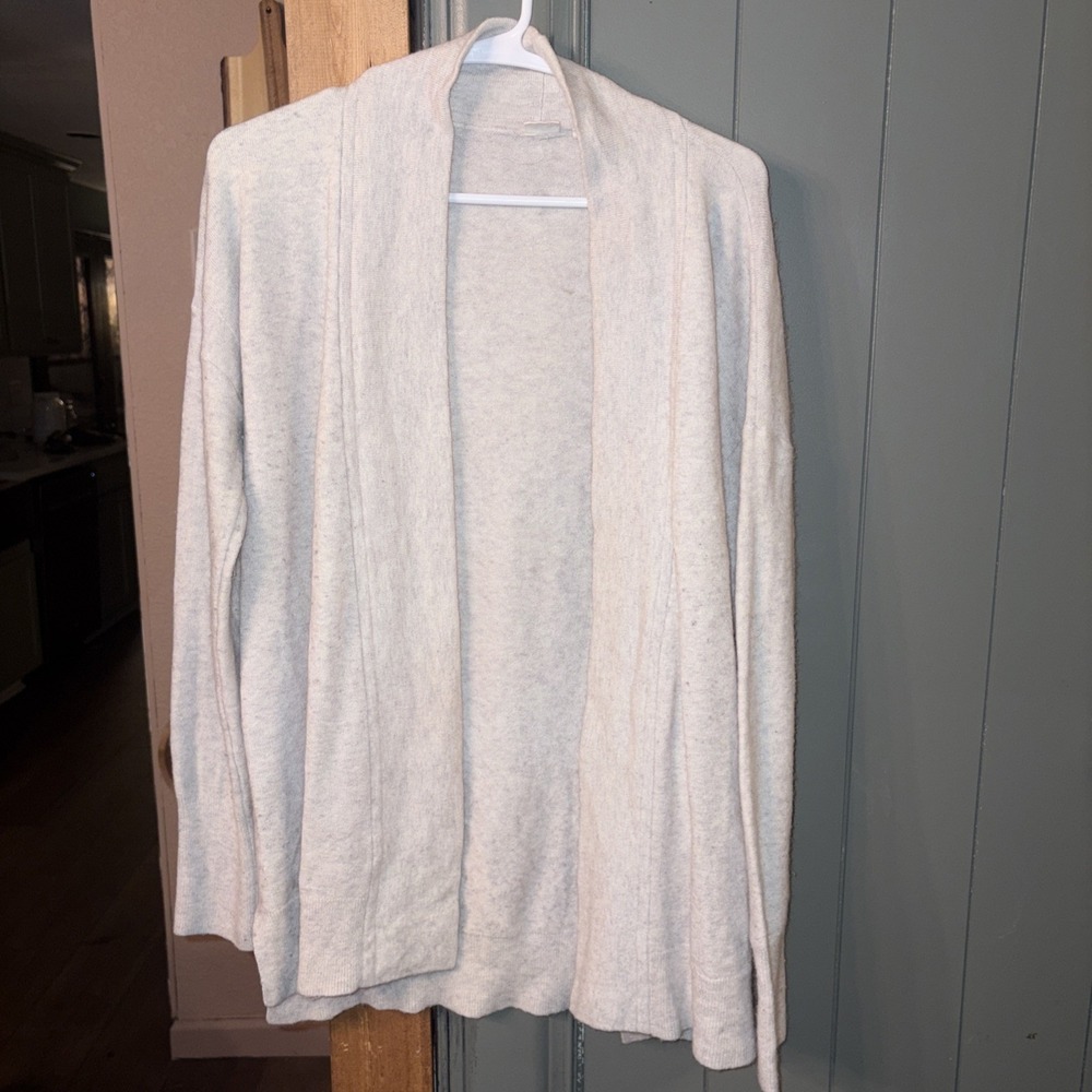 GAP Wool Blend Cozy Open Front Cardigan Sweater Gray Size L Petite Casual Comfy